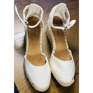 Sperry white canvas Sandal Womens 8.5 White Closed Toe Espadrille Wedge